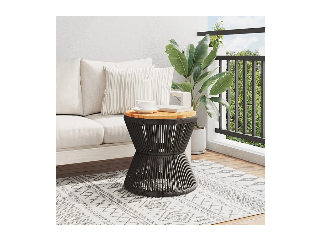 Salontafel met zwarte draadvoet van massief acaciahout