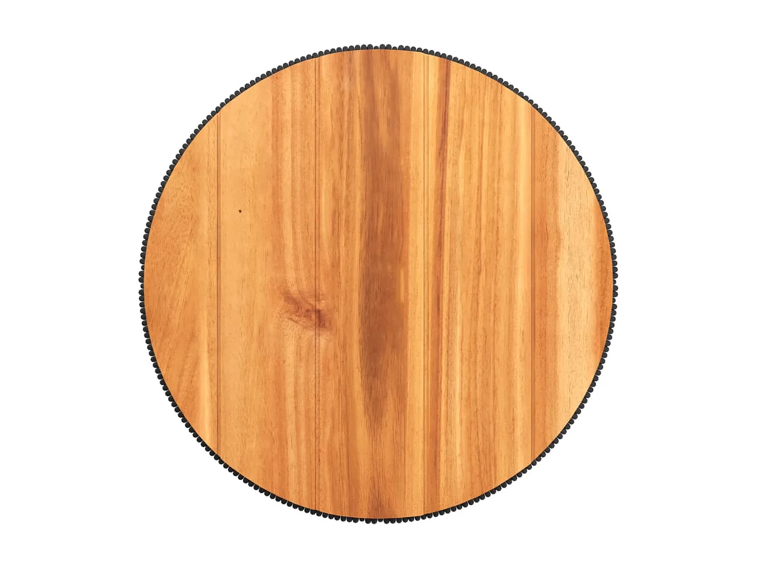 Mesa de centro con base de alambre negro fabricada en madera maciza de acacia.