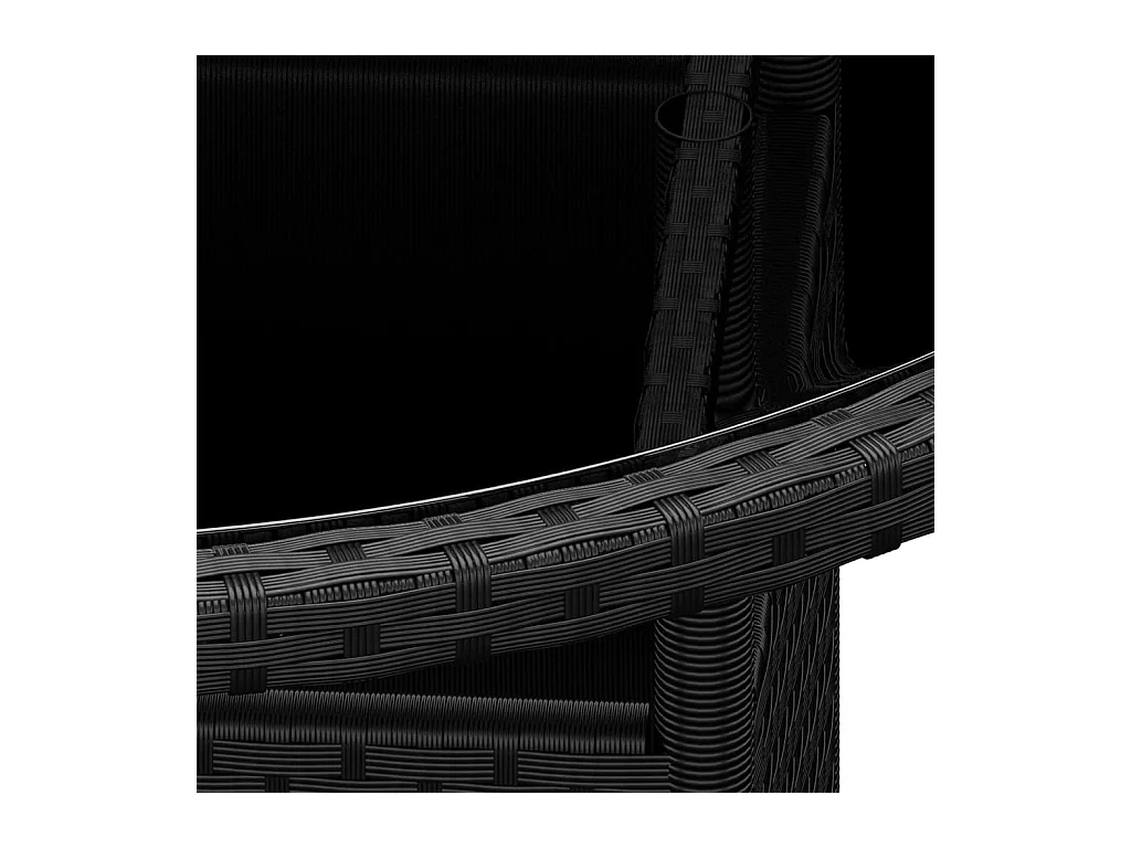 Tuintafel Ø80x75 cm Gehard glas/gevlochten hars Zwart