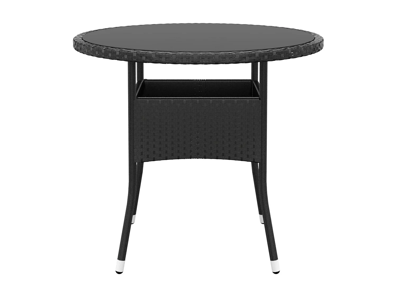 Tavolo da giardino Ø80x75 cm Vetro temperato/resina intrecciata Nero