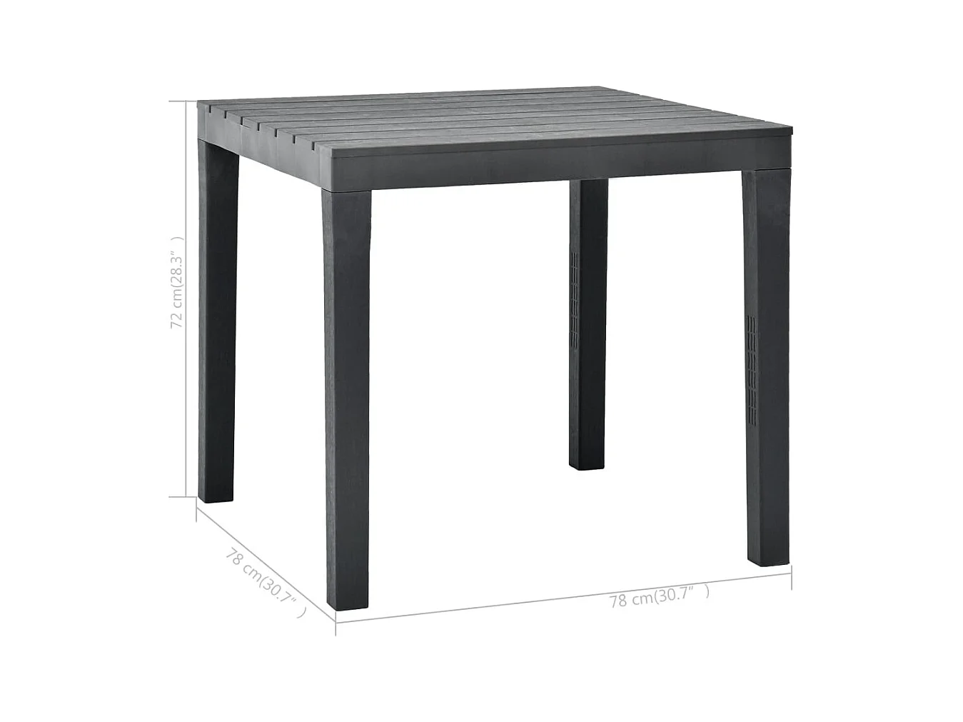 Antraciet tuintafel 78x78x72 cm Kunststof