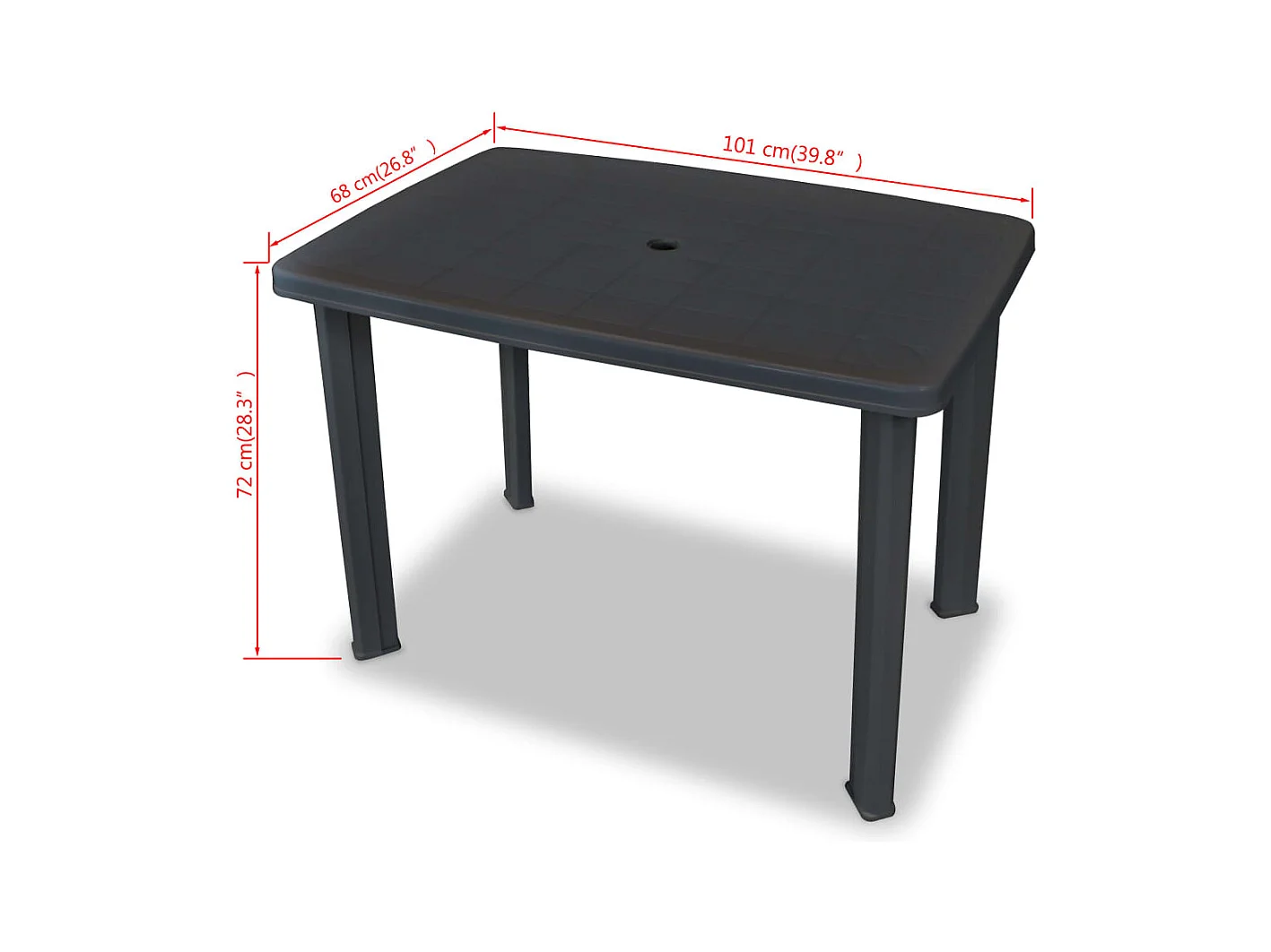 Antraciet tuintafel 101 x 68 x 72 cm Kunststof