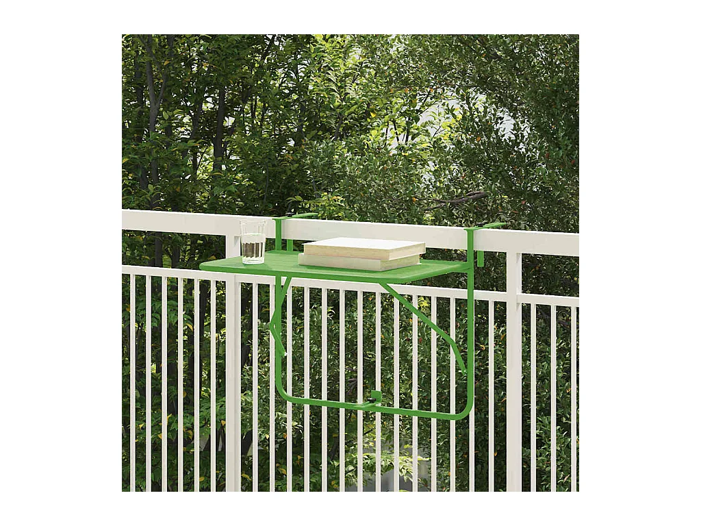 Mesa colgante para balcón verde 60 x 39 x 65 cm acero