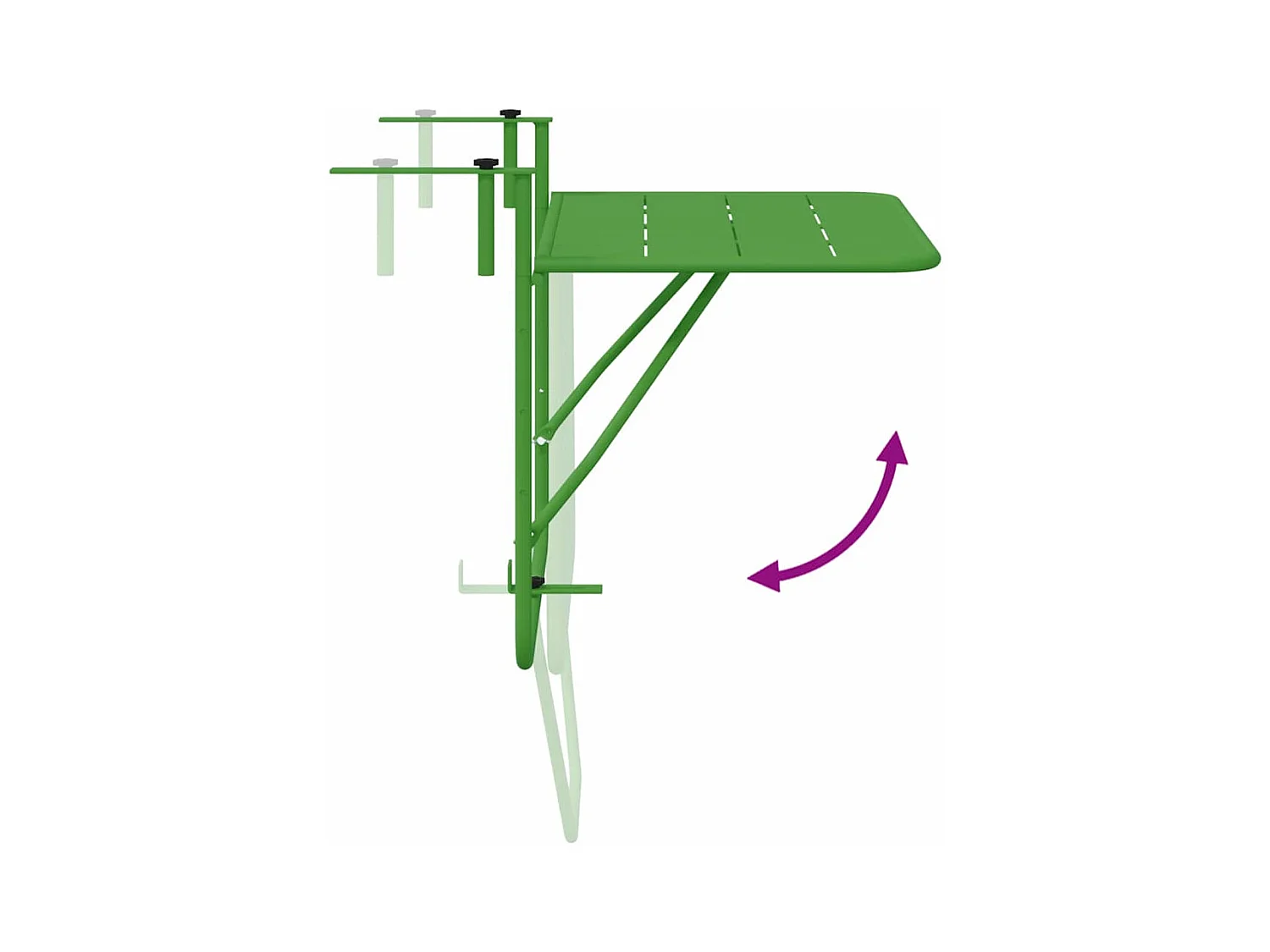 Mesa colgante para balcón verde 60 x 39 x 65 cm acero