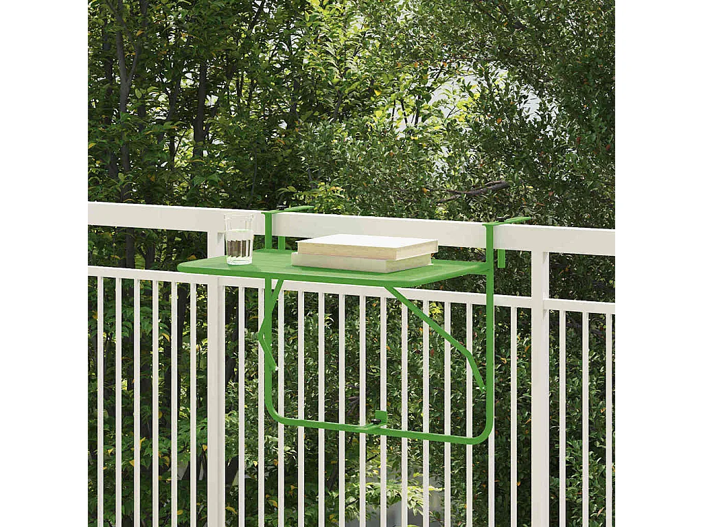 Mesa colgante para balcón verde 60 x 39 x 65 cm acero