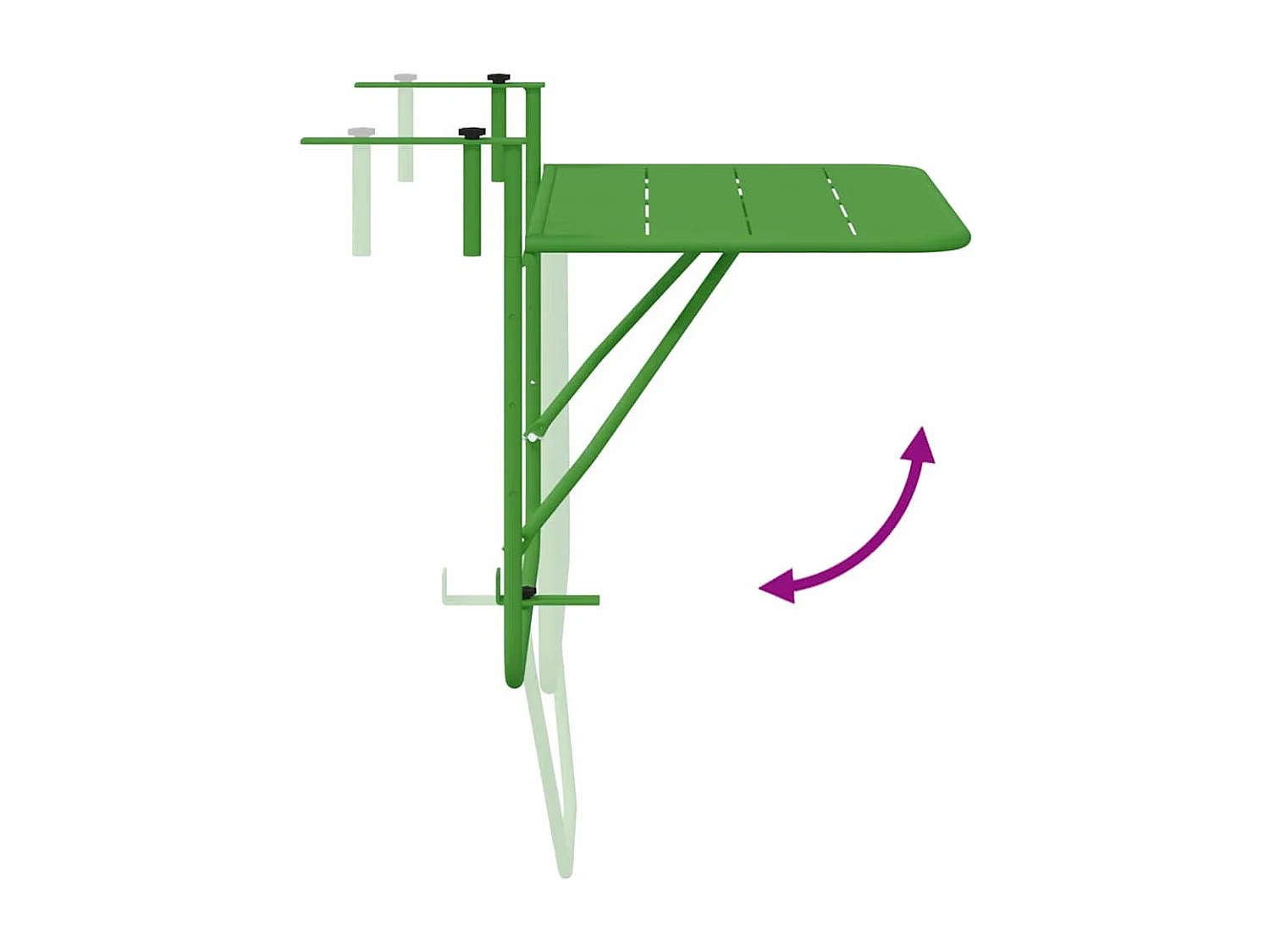 Mesa colgante para balcón verde 60 x 39 x 65 cm acero