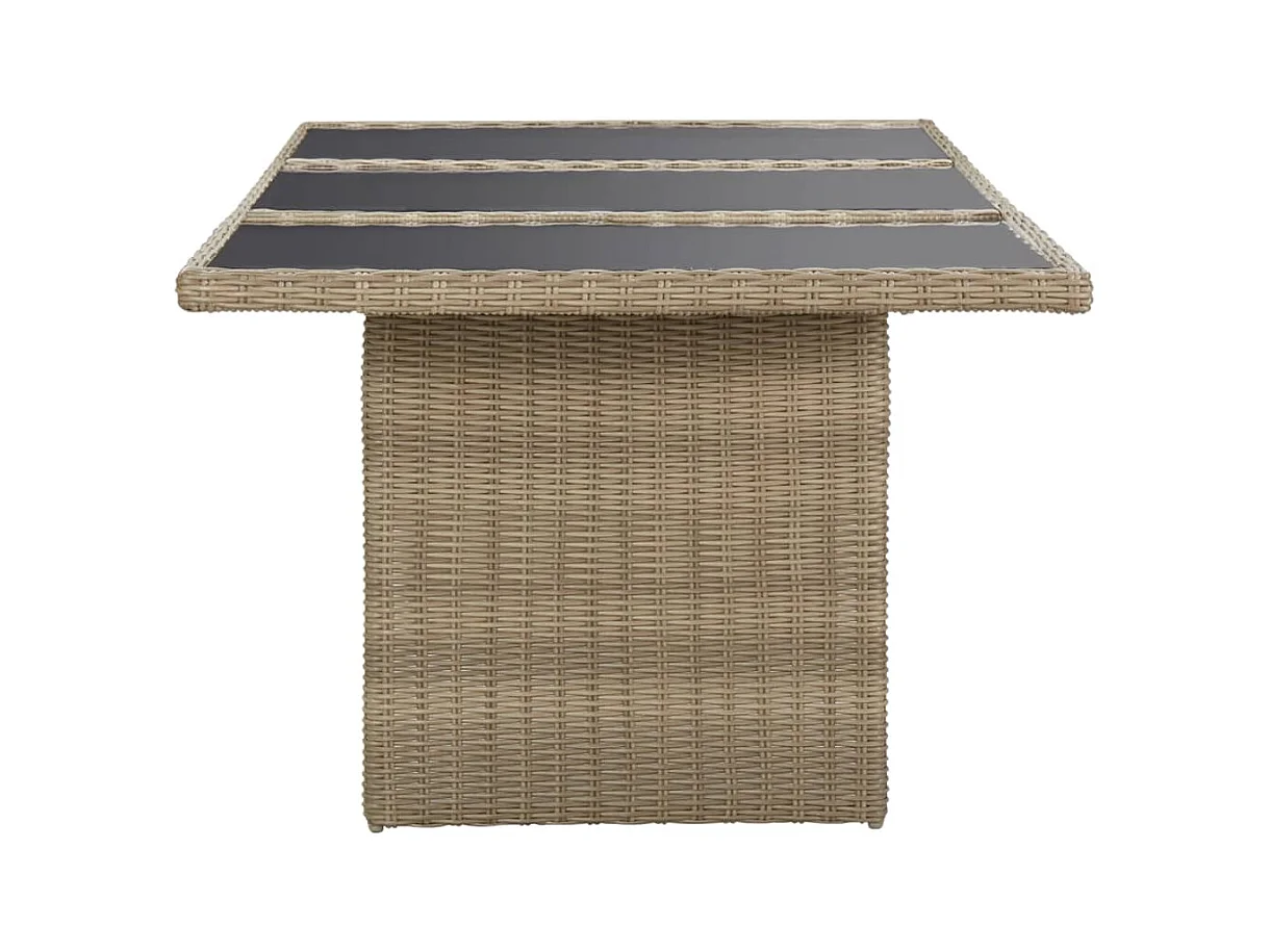 Bruine eettafel 200x100x74 cm Glas en geweven hars