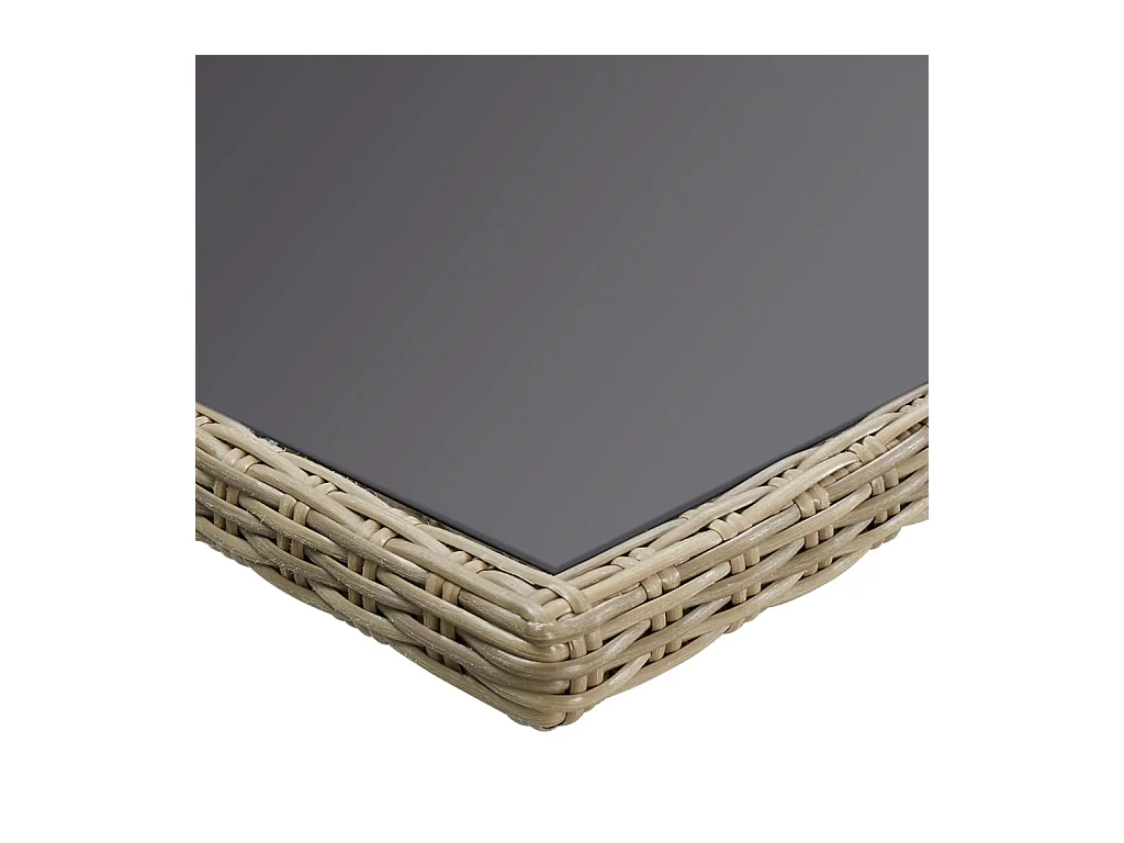 Bruine eettafel 200x100x74 cm Glas en geweven hars