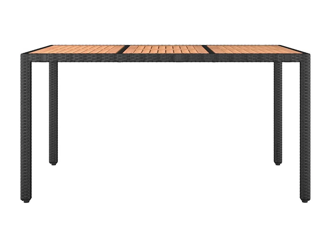 Table de jardin plateau en bois Noir Résine tressée bois massif