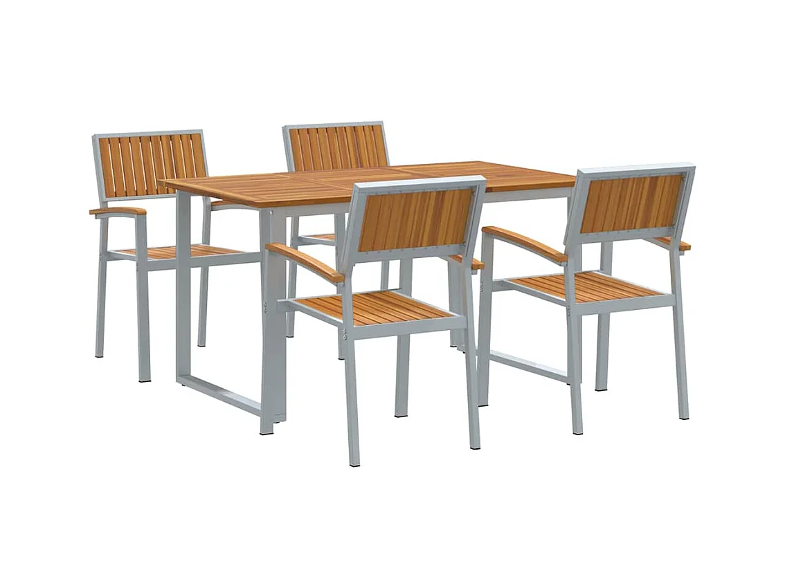 Juego de comedor de jardín de 5 piezas en gris y marrón