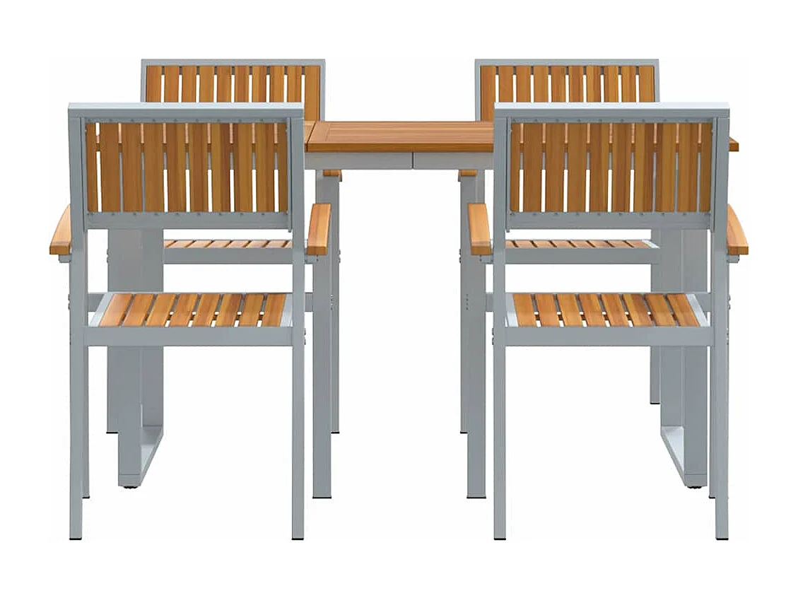 Juego de comedor de jardín de 5 piezas en gris y marrón