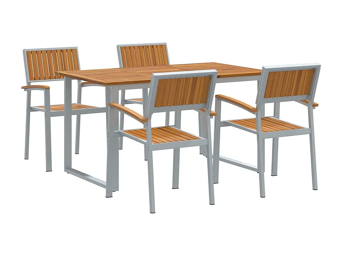 Juego de comedor de jardín de 5 piezas en gris y marrón