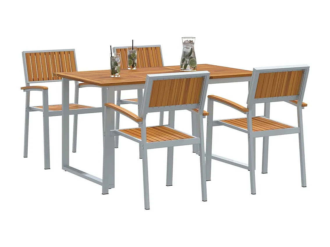 Juego de comedor de jardín de 5 piezas en gris y marrón