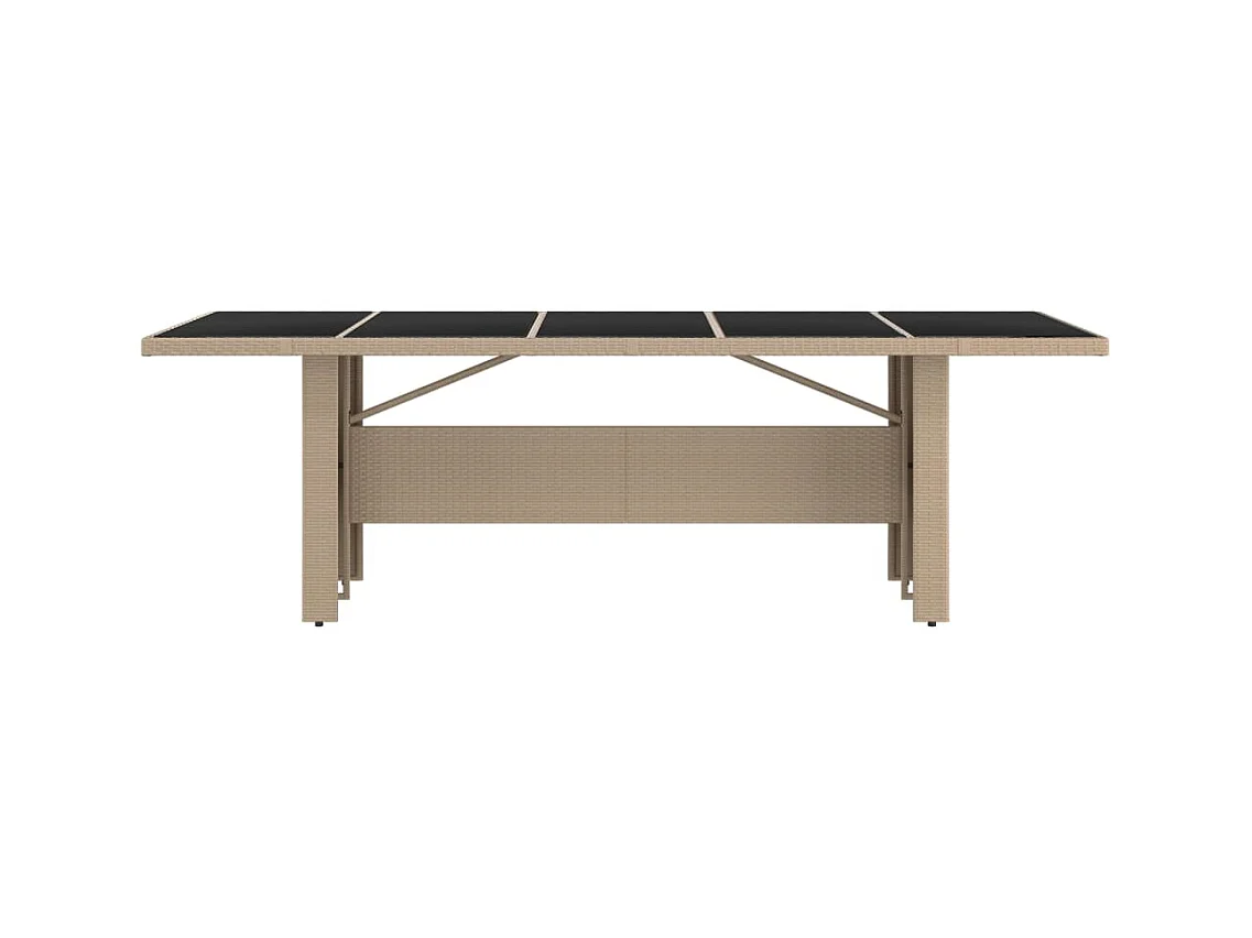 Tuintafel met glazen blad, geweven hars en gehard glas