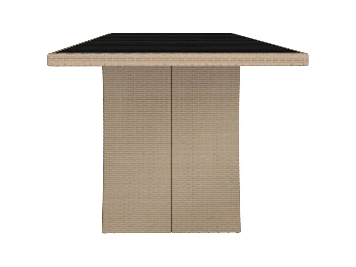 Tuintafel met glazen blad, geweven hars en gehard glas