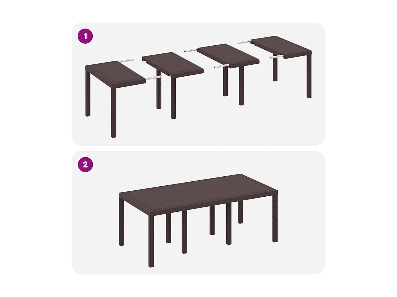 Table de Jardin Marron 200 x 100 x 73 cm polyrotin