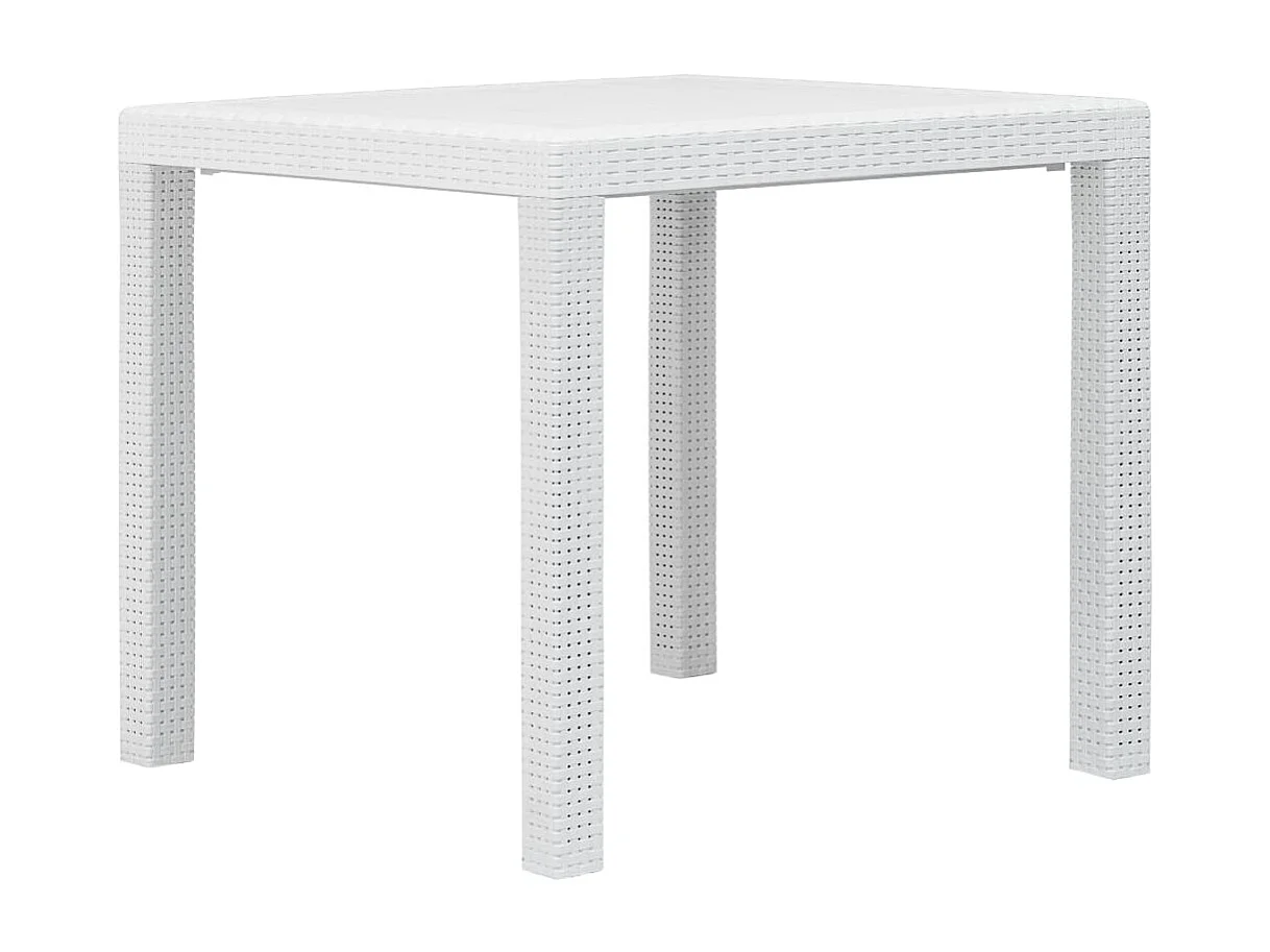 Tavolo da giardino Bianco 79x79x72 cm Plastica Effetto Rattan