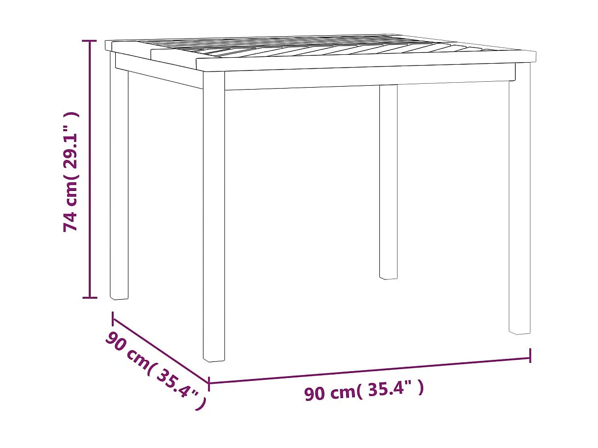 Table à manger de jardin 90x90x74 cm bois d'acacia solide