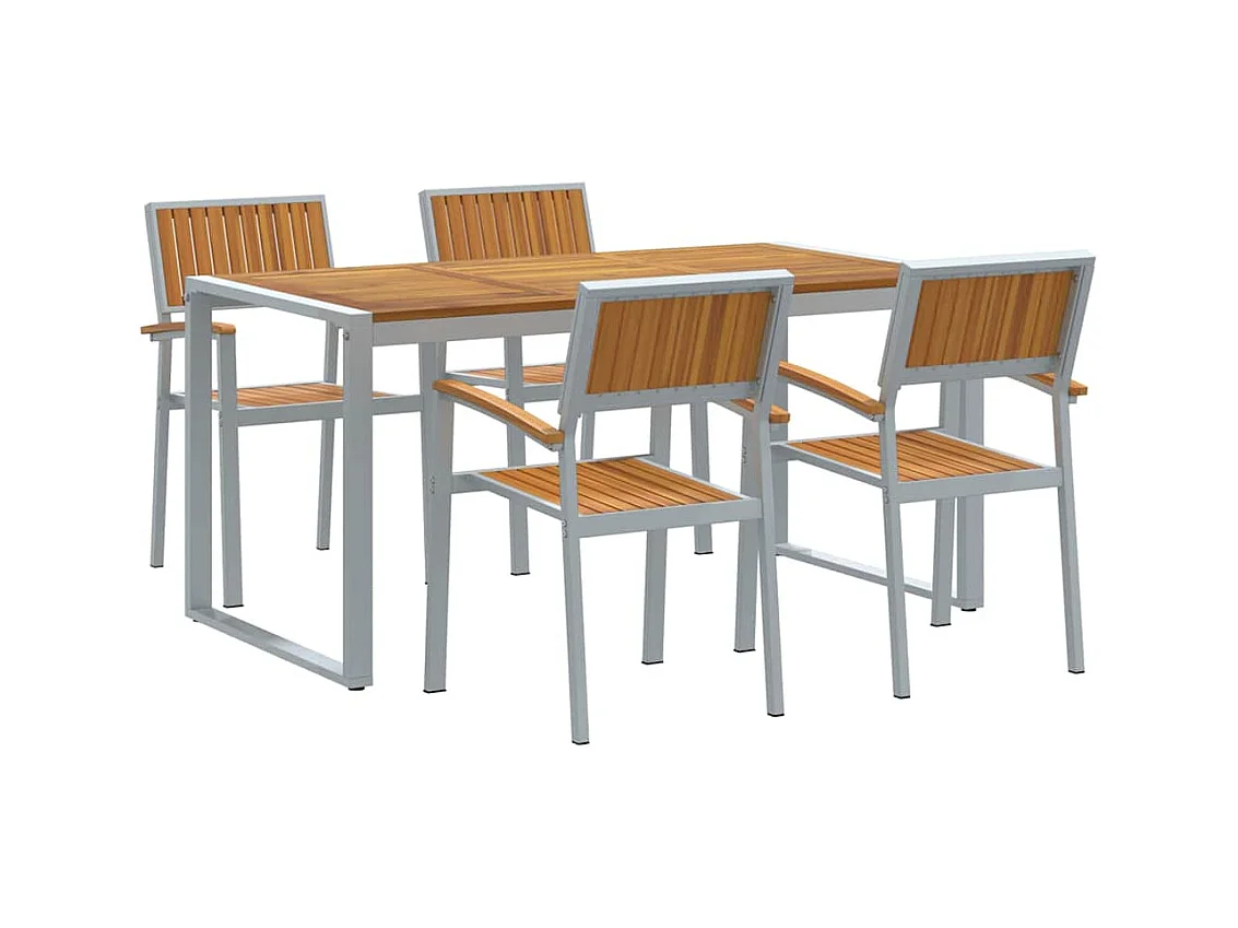 Ensemble de salle à manger pour jardin 5 pcs Gris et marron