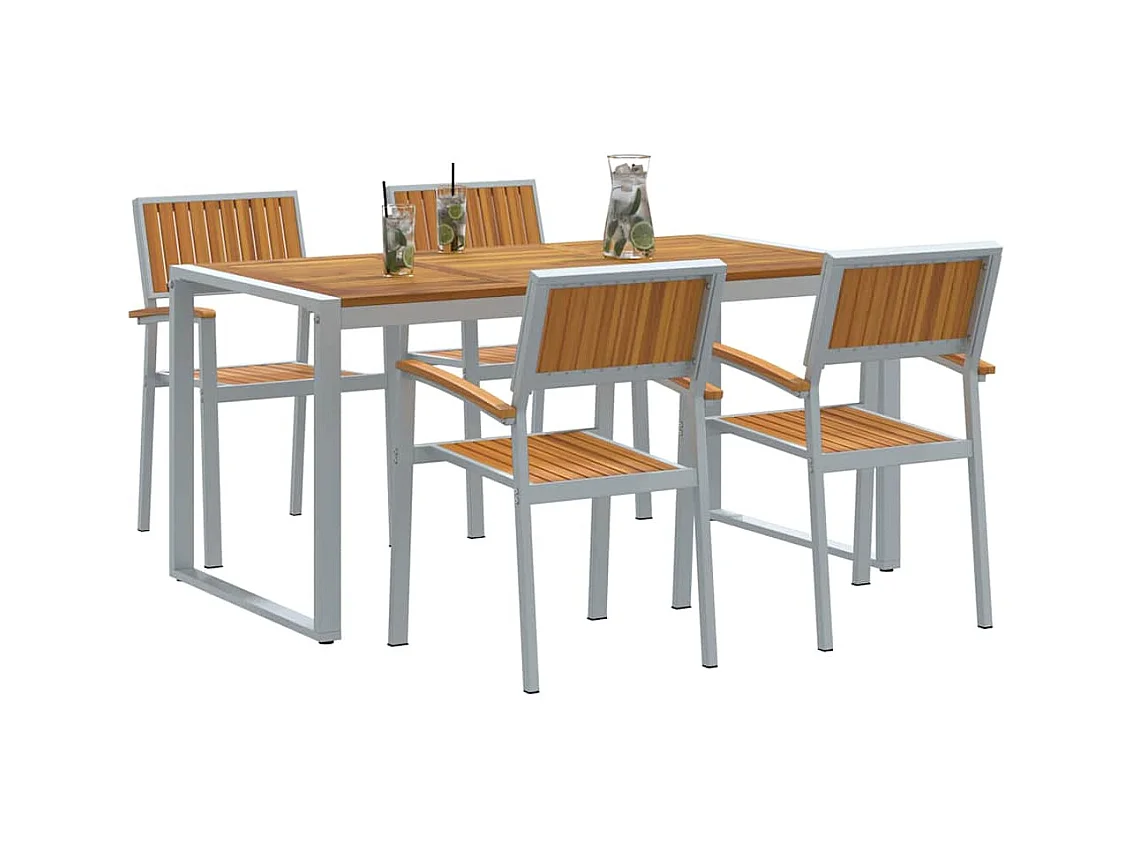 Ensemble de salle à manger pour jardin 5 pcs Gris et marron