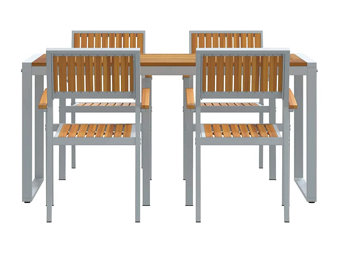 Ensemble de salle à manger pour jardin 5 pcs Gris et marron