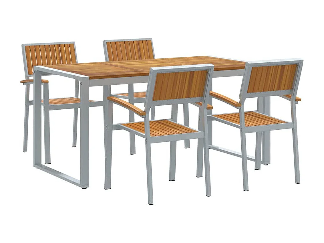 5-delige tuinset in grijs en bruin