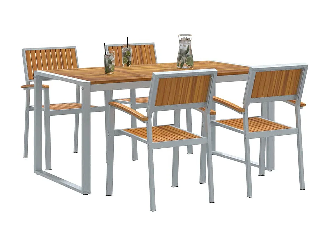 5-delige tuinset in grijs en bruin