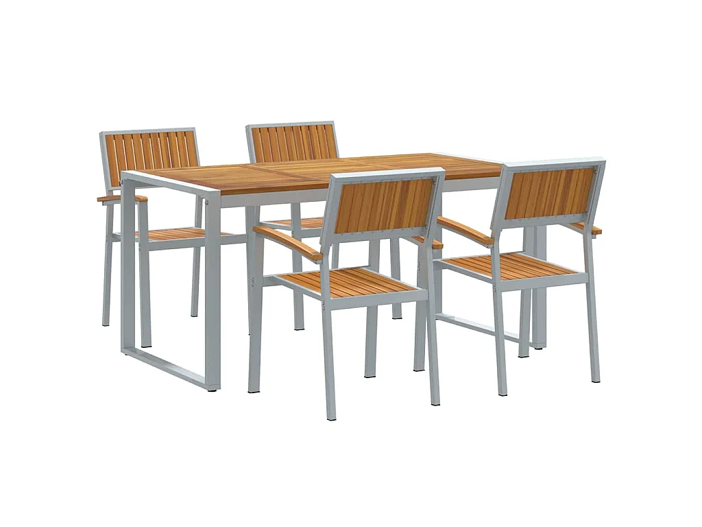 Set da pranzo da giardino da 5 pezzi in grigio e marrone