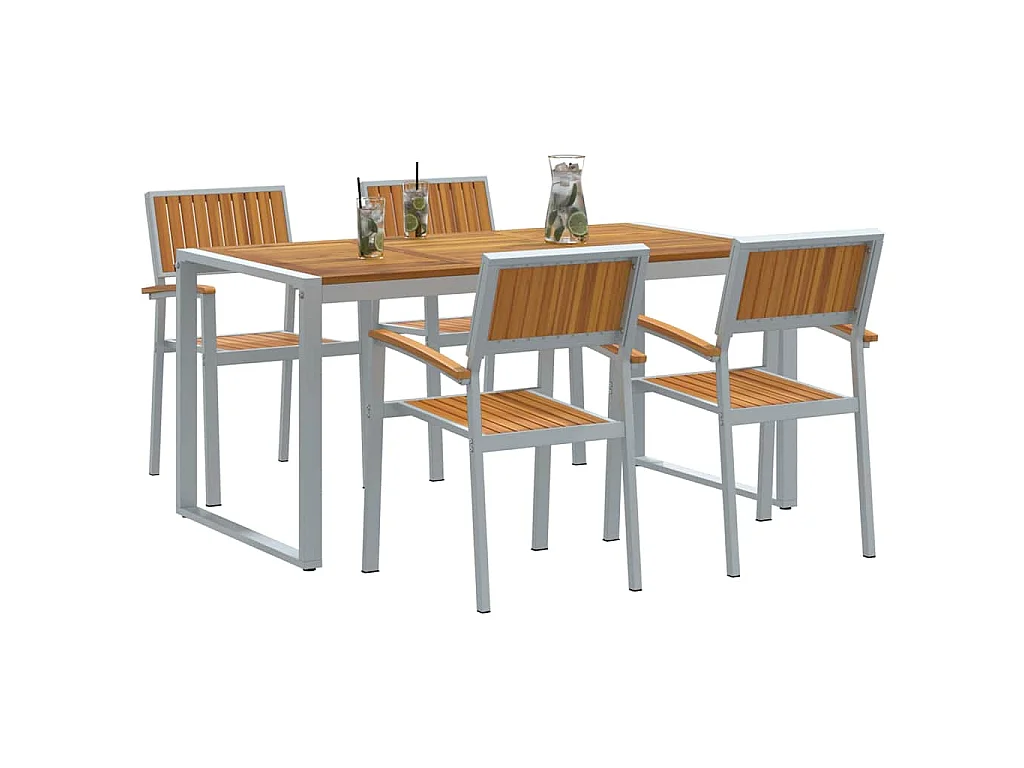 Set da pranzo da giardino da 5 pezzi in grigio e marrone
