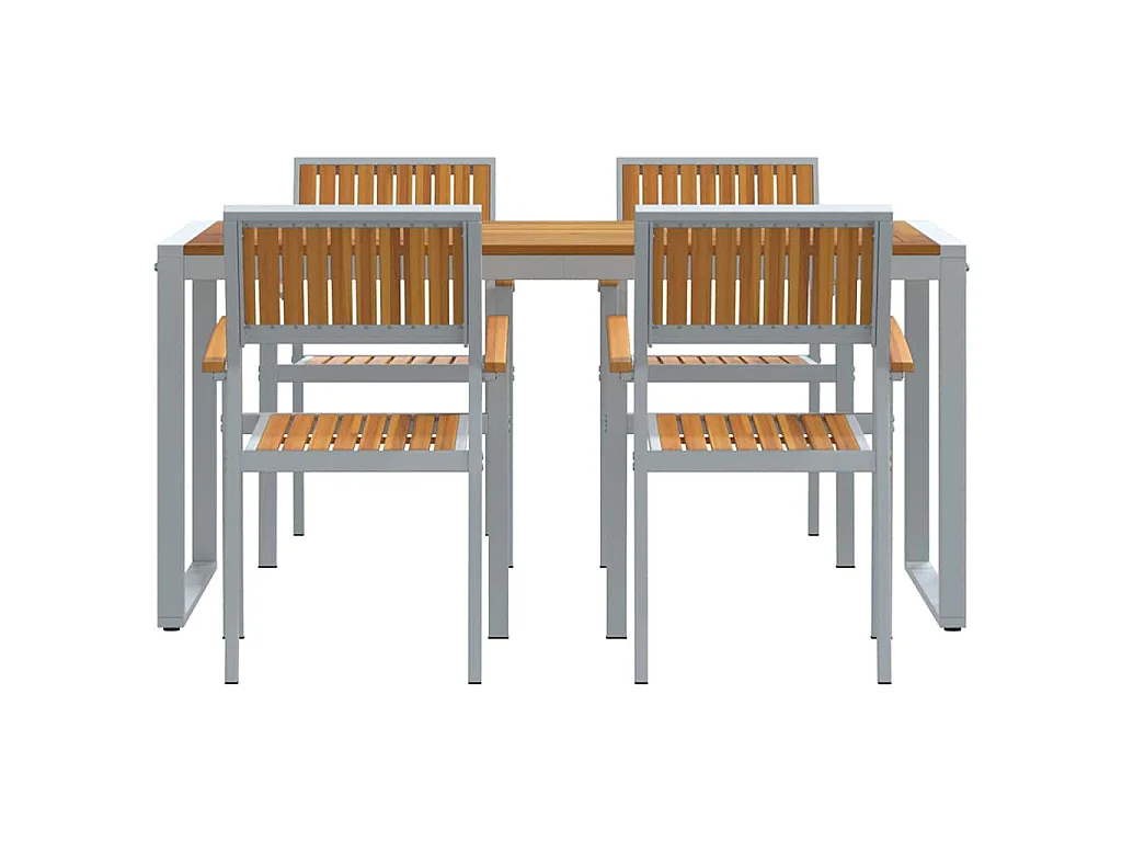 Set da pranzo da giardino da 5 pezzi in grigio e marrone