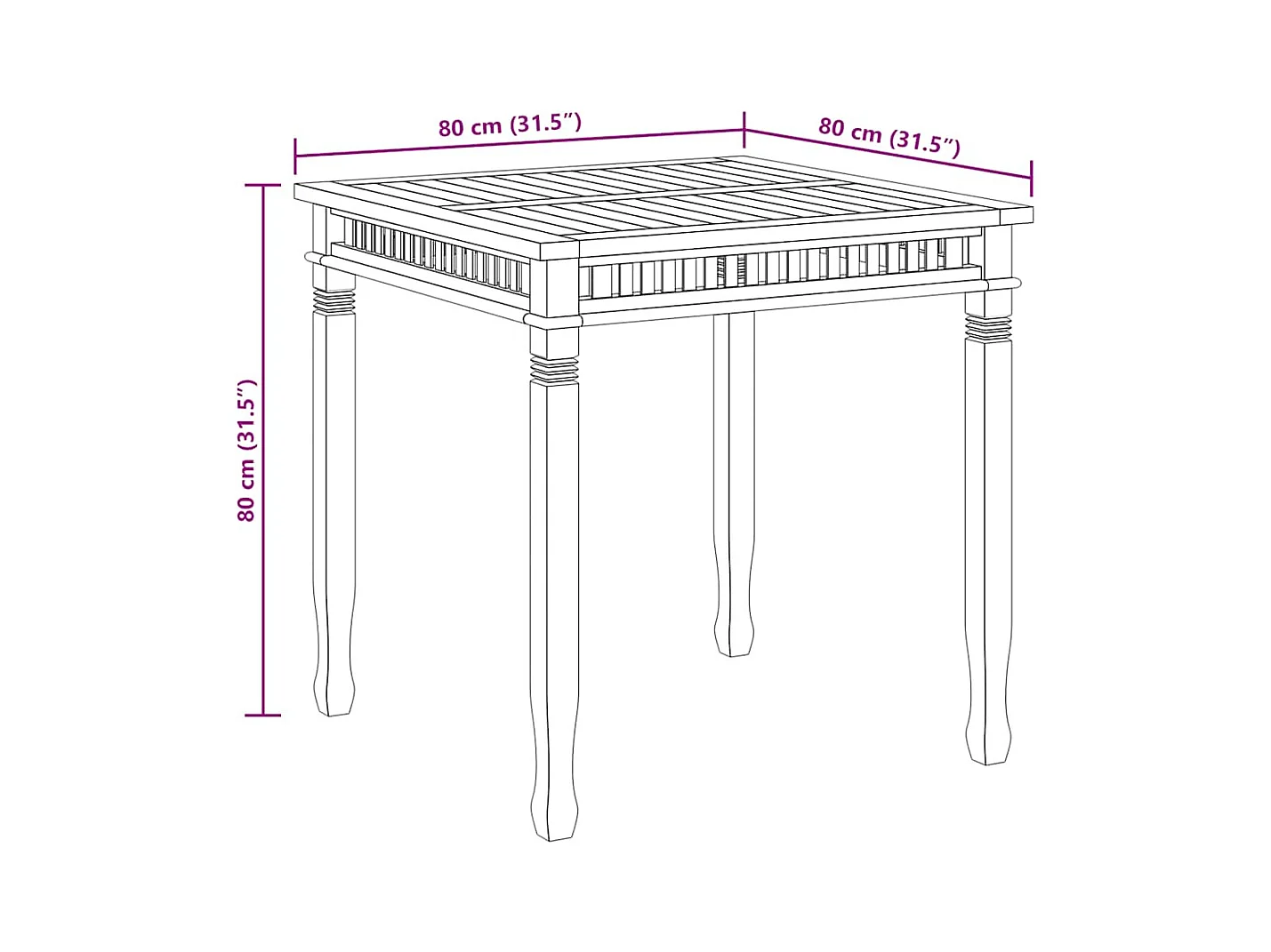 Table à dîner de jardin 80x80x80 cm Bois de teck solide