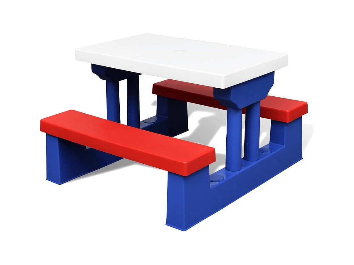 Table et bancs de pique-nique avec parasol pour enfants