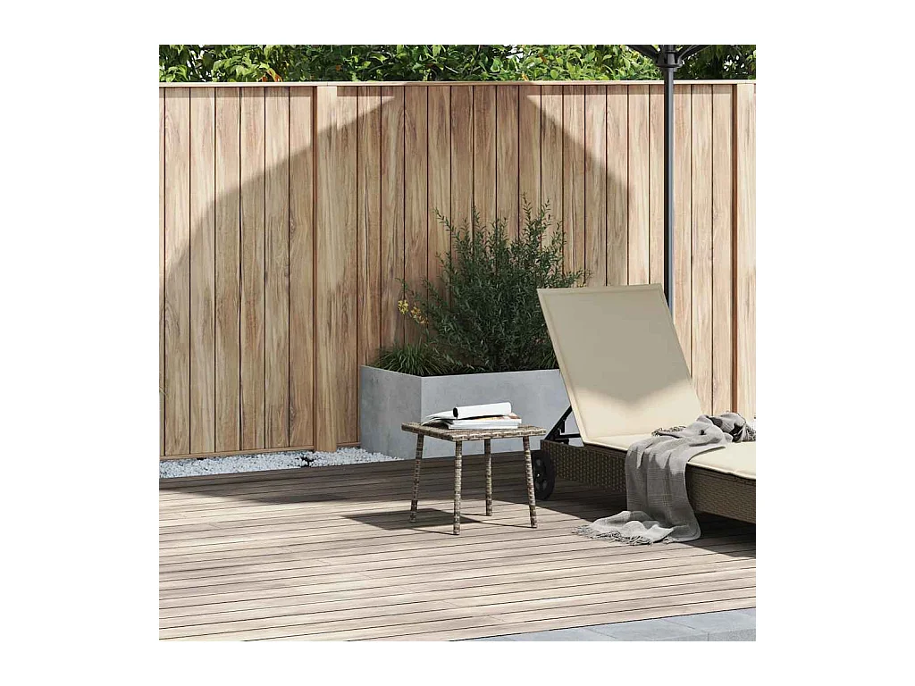 Table basse de jardin rectangulaire gris 40x40x37 cm rotin