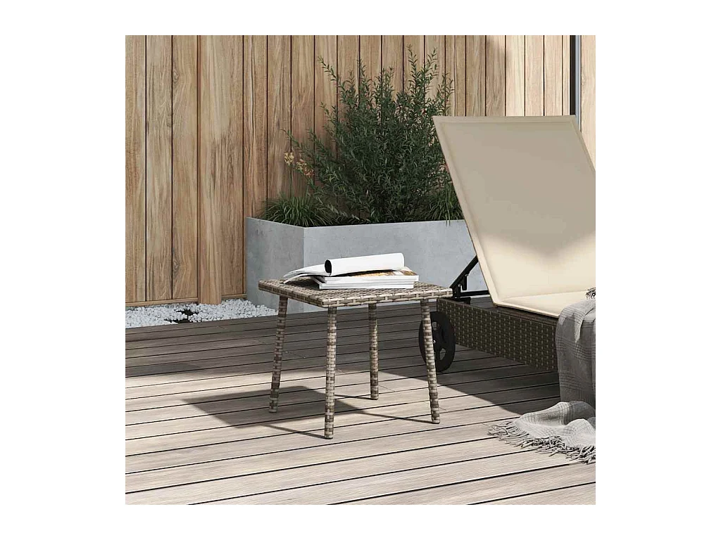 Table basse de jardin rectangulaire gris 40x40x37 cm rotin