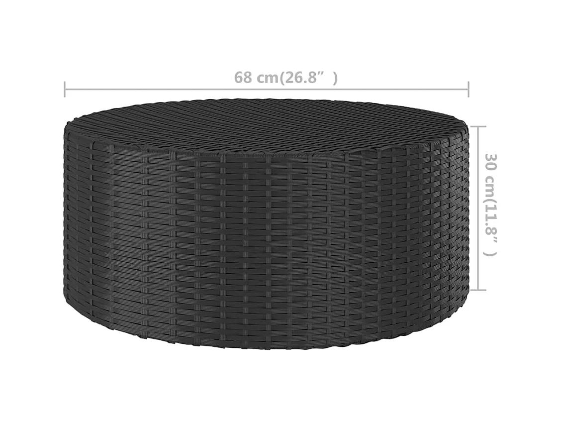 Mesa de té negra 68x68x30 cm Resina tejida