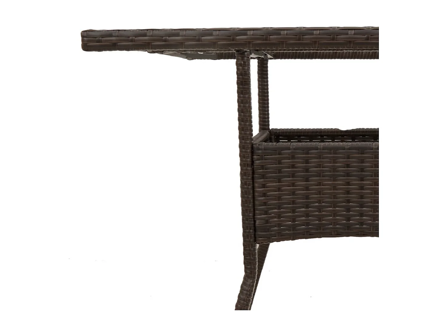 Tuintafel met bruin glazen blad en gevlochten hars