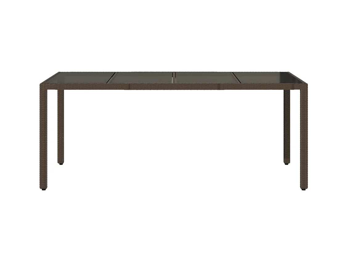 Tuintafel met bruin glazen blad en gevlochten hars