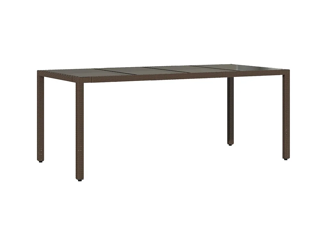 Tuintafel met bruin glazen blad en gevlochten hars