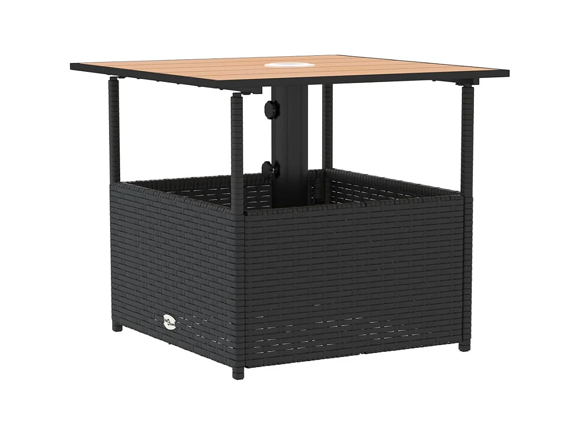 Tuintafel met parasolgat in zwart rieten hars