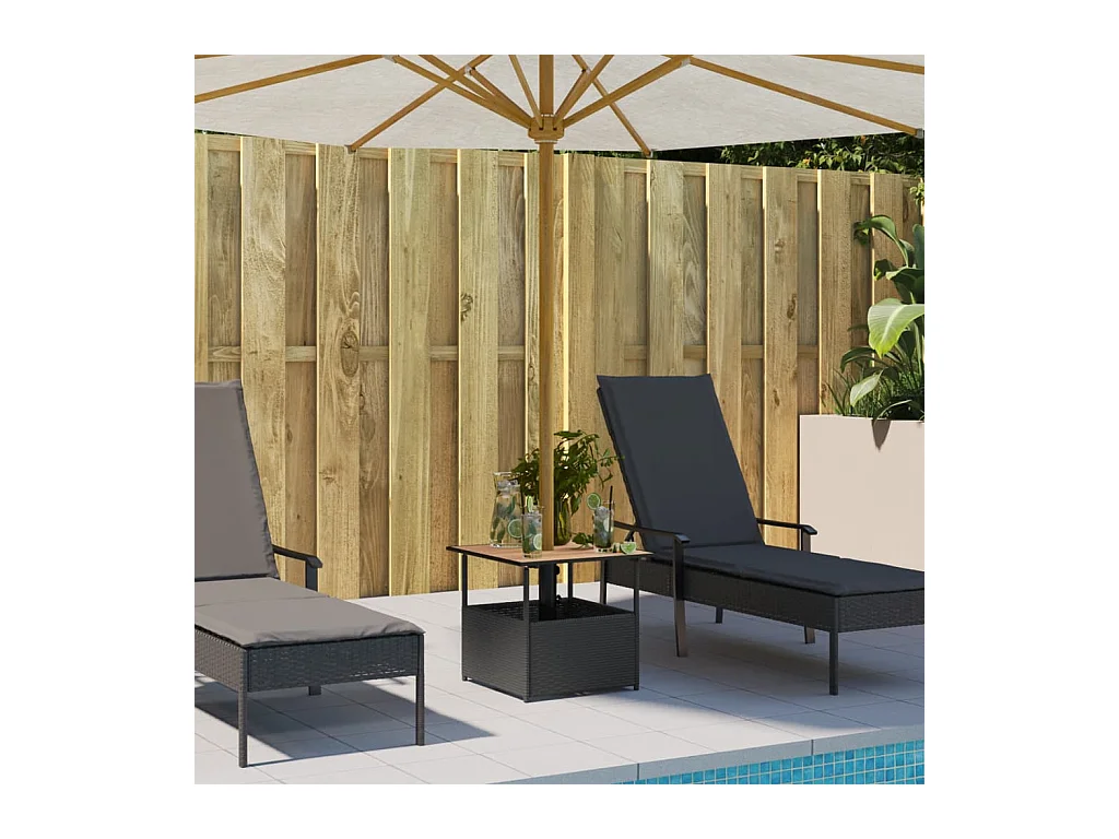 Tuintafel met parasolgat in zwart rieten hars