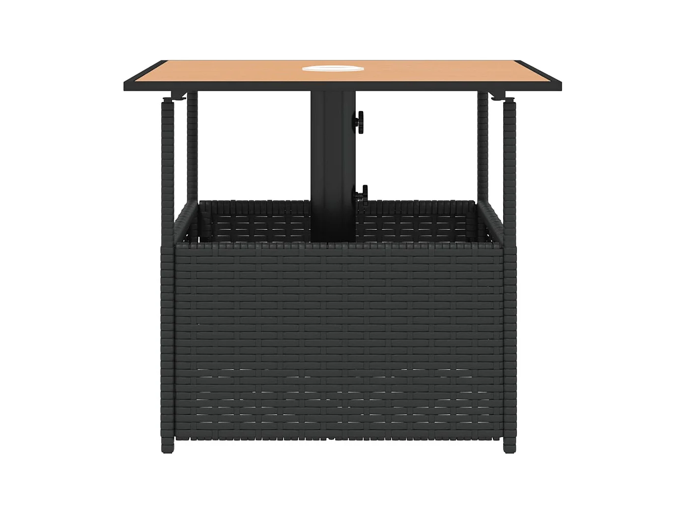 Tuintafel met parasolgat in zwart rieten hars