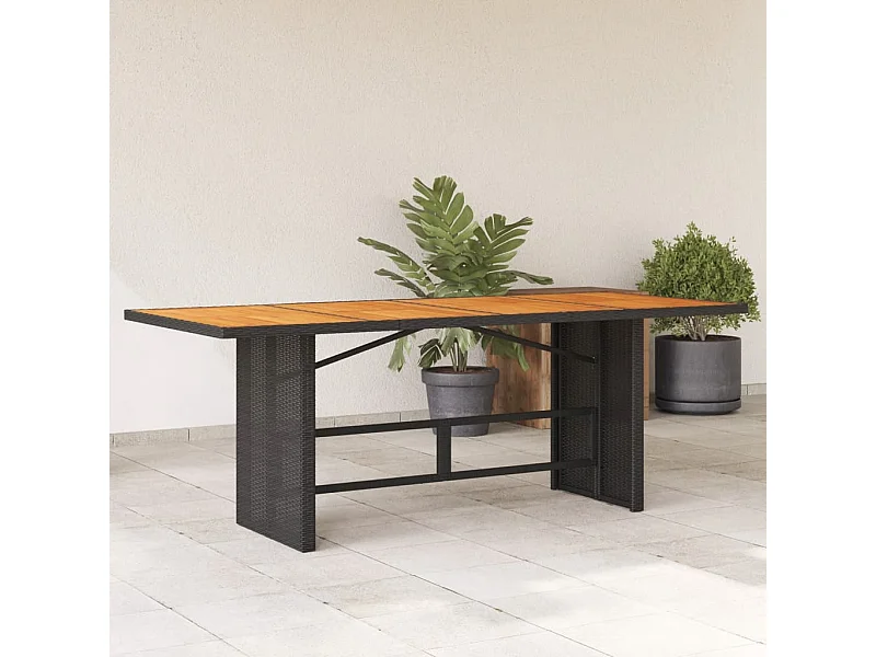 Mesa de jardín con tablero de madera de acacia negra 190x80x74 cm