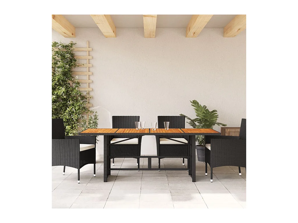 Mesa de jardín con tablero de madera de acacia negra 190x80x74 cm