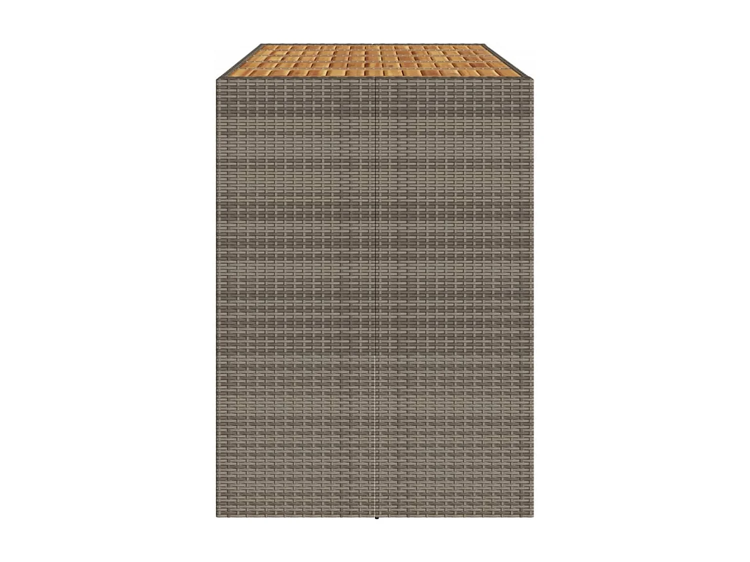 Mesa de bar de jardín con tablero de madera de acacia y resina tejida.