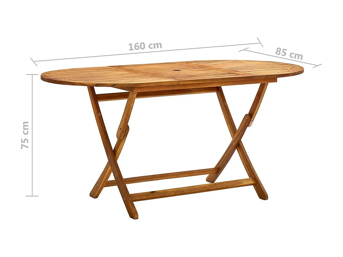 Mesa de jardín plegable 160x85x75 cm Madera maciza de acacia