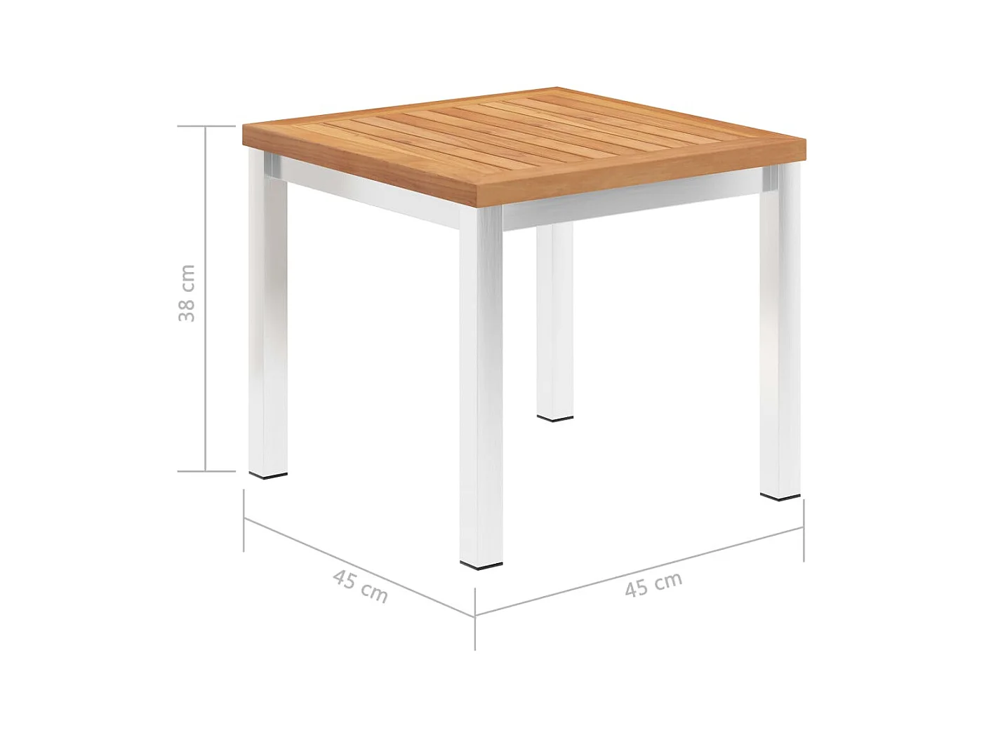 Table d'appoint de jardin 45x45x38 cm Bois de teck et inox