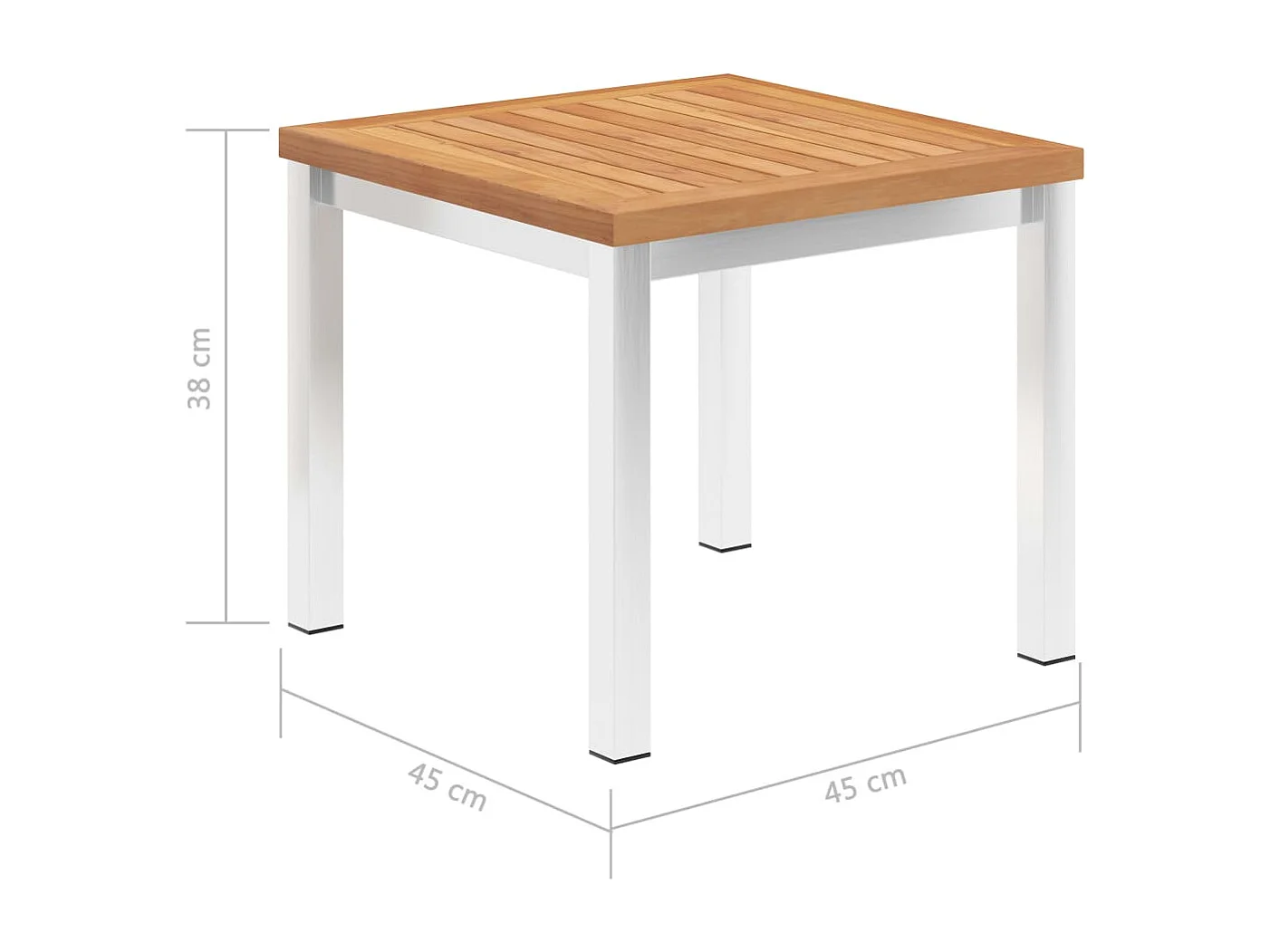 Table d'appoint de jardin 45x45x38 cm Bois de teck et inox