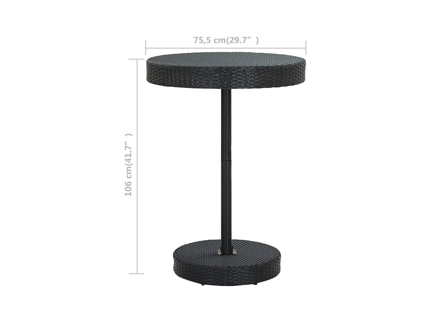 Zwarte tuintafel 75,5x106 cm geweven hars