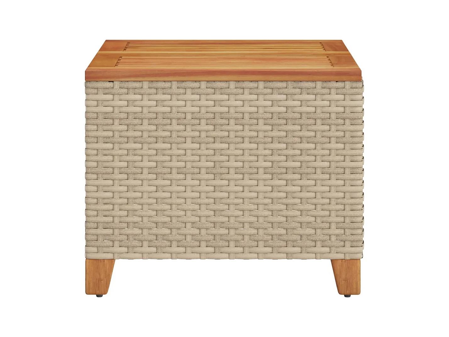 Beige tuintafel 45x45x37 cm gevlochten hars en acaciahout