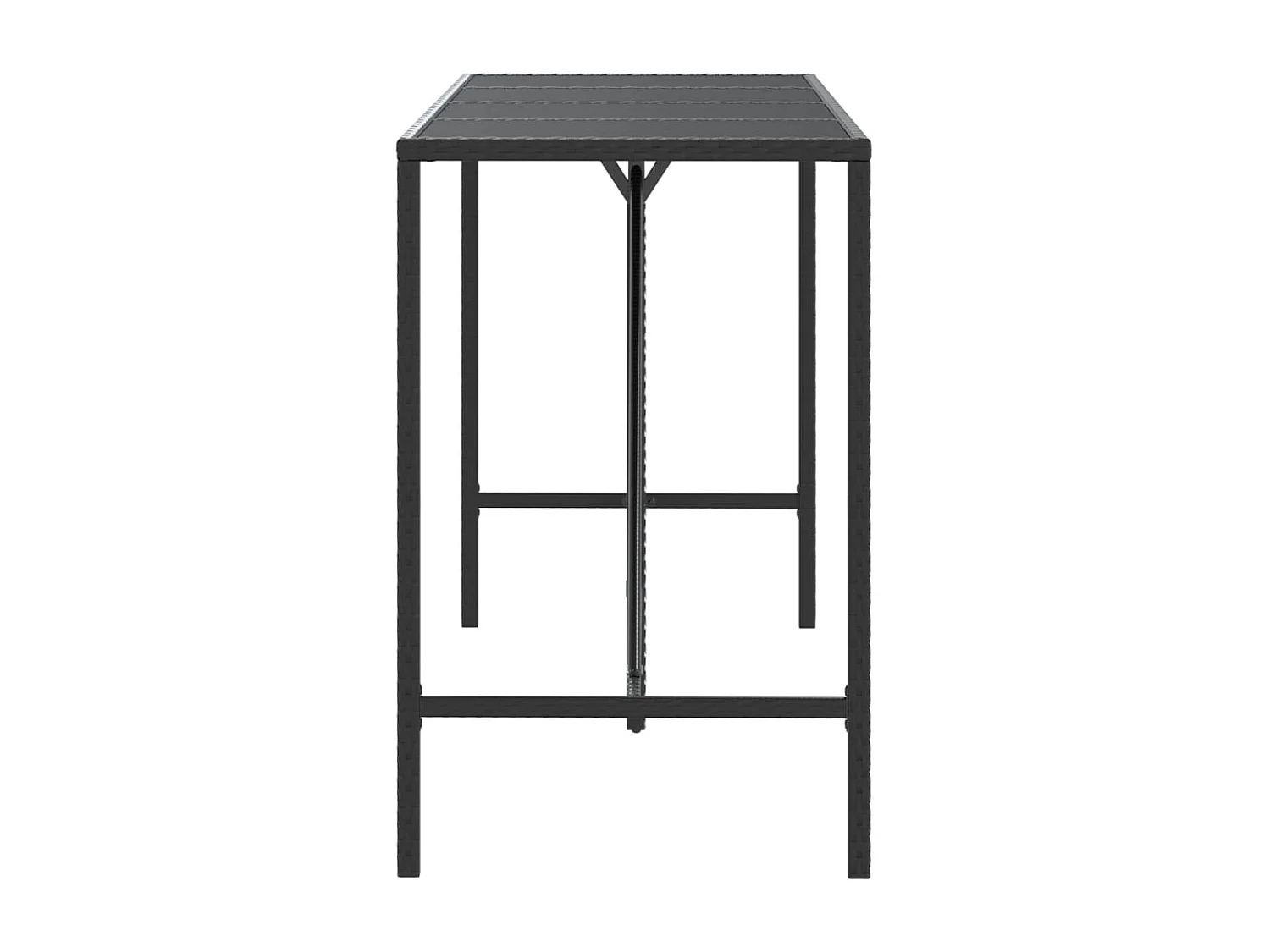 Tavolo da bar con piano in vetro nero 180x70x110 cm in polyrattan